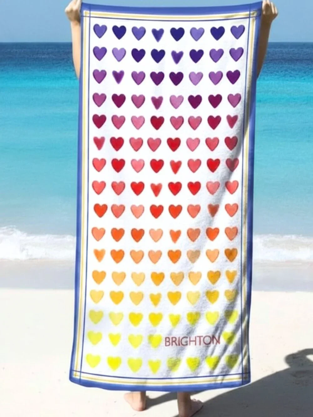 Brighton Ombre Hearts Beach Towel Fun In The Sun NWT 60X30 - Picture 5 of 5
